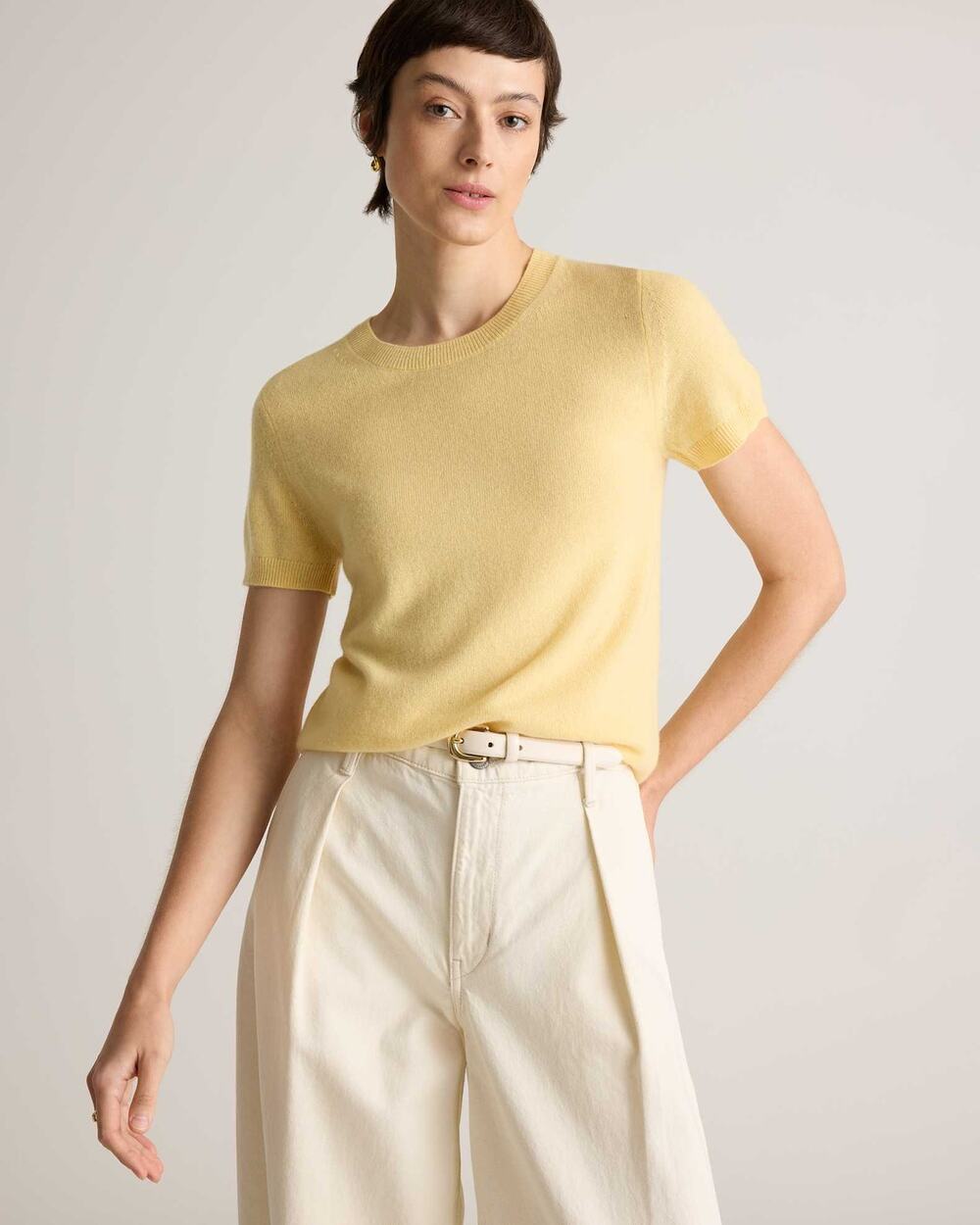 Quince Mongolian Cashmere tee Butter Yellow